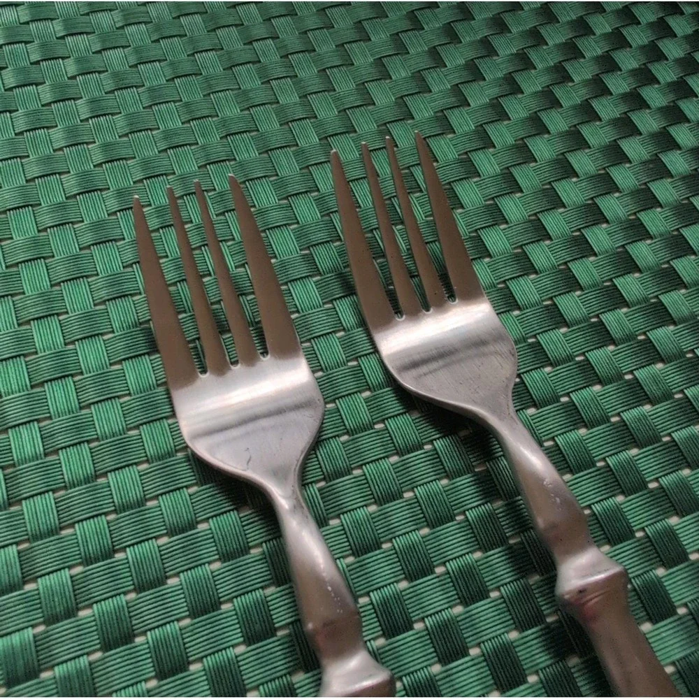 Cambridge TOWNHOUSE Salad Forks Set Lot of 2 SATIN Stainless Bistro Style VTG